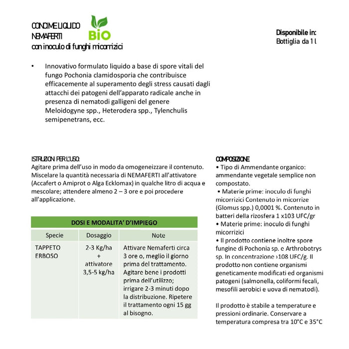 Neaferti per a prevenzione degli insetti nematodi del prato scheda tecnica
